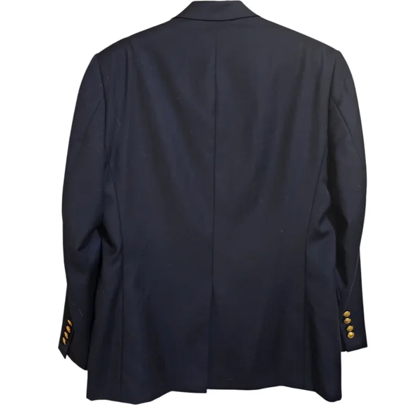 Lauren‎ Ralph Lauren Wool Blend Navy Blue and Gold Button Blazer Suit Jacket 42R